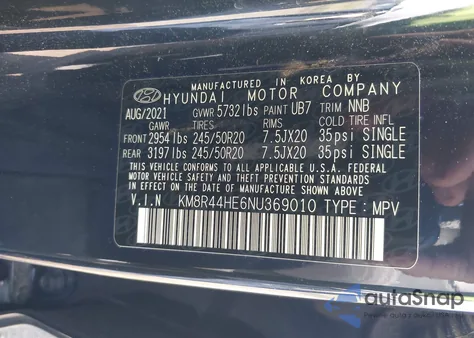 2022 Hyundai Palisade Sel from USA, damaged, VIN KM8R44HE6NU369010